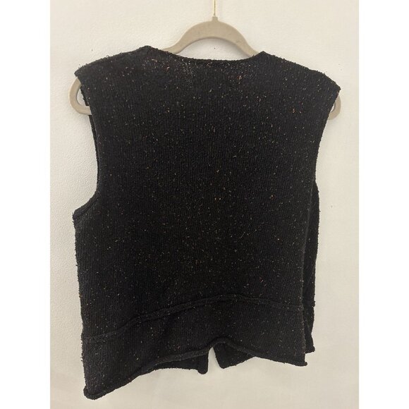 Flax Womens Speckled Boxy Button Down Cotton Sweater Top Size Small laganlook - Picture 2 of 3